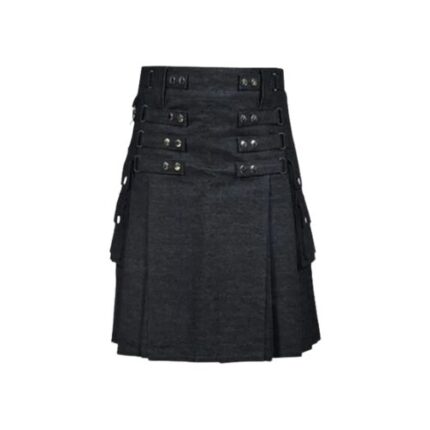 Womens' Stylish Black Denim Kilt